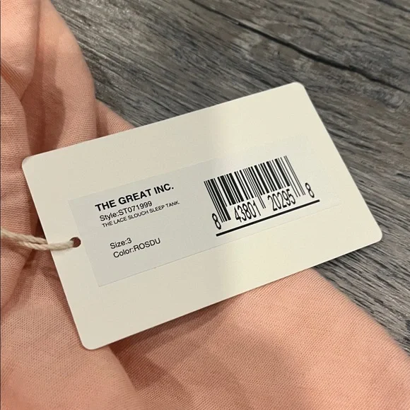 NEW WITH TAGS – THE GREAT. The Lace Slouch Sleep Tank | Dusty Rose | Size 3 - Picture 7 of 7